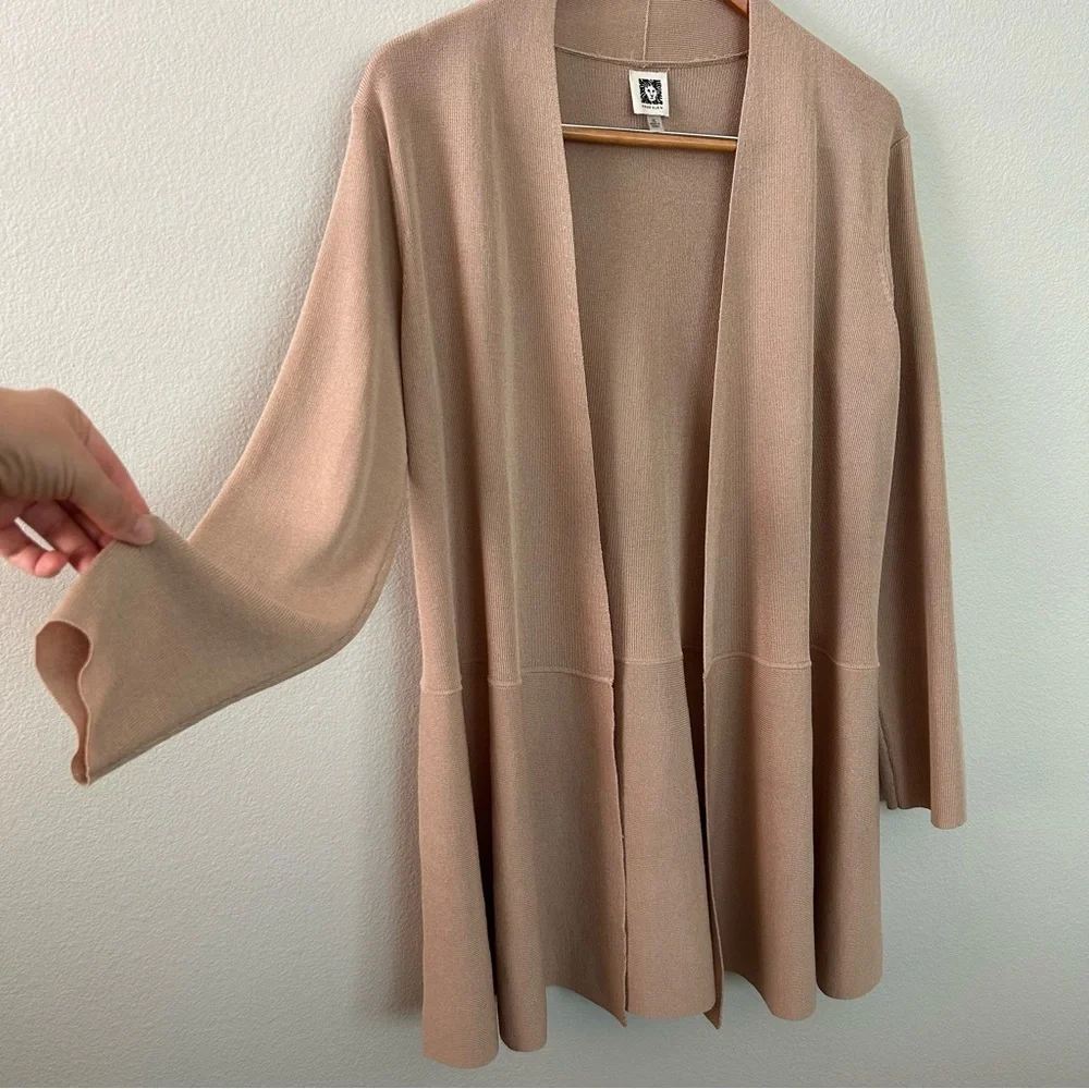 Soft Cozy Winter Academic Tan Cardigan Sweater Open Front - Picture 4 of 6